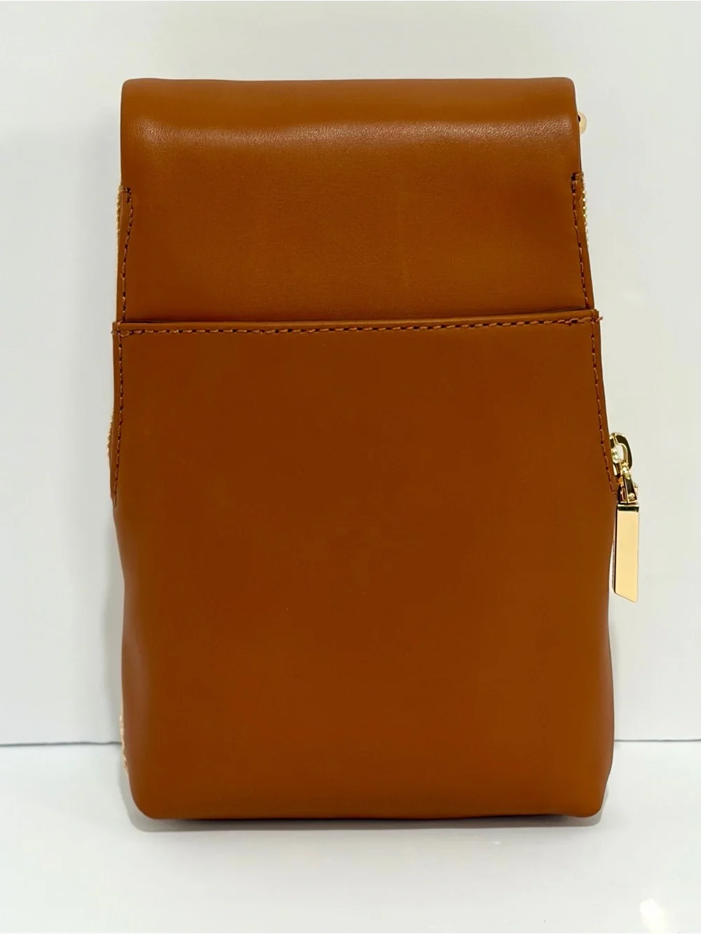 Hammitt VIP Mobile Crossbody Bag In Cocoa Raffia With Shiny Gold Hardware NWOT